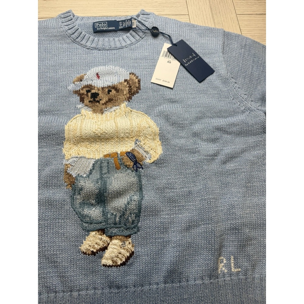 Ralph Lauren NWT Polo Bear Crewneck Sweater Women's Lt Blue. Sz XS MSRP $398 - Picture 4 of 8